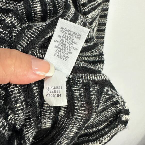 J Jill Tunic Sweater Women XL Black Stripe Knit Long Sleeve Minimalist Cozy Prep - Picture 7 of 7